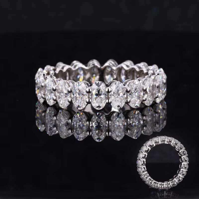 Starsgem Moissanite Y Diamante Anillo comfort Fit Band Rings Stargem Full Eternity Oval Moissanite Eternity Band