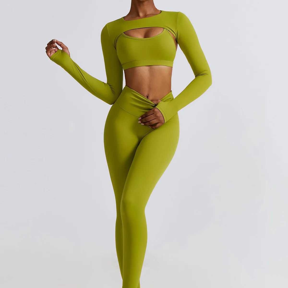 2/3PC Womens Tracksuit Seamless Long Sleeve Yoga Set Workout Sportswear Gym Clothing High Waist Leggings Fitness Sports Suits J251112