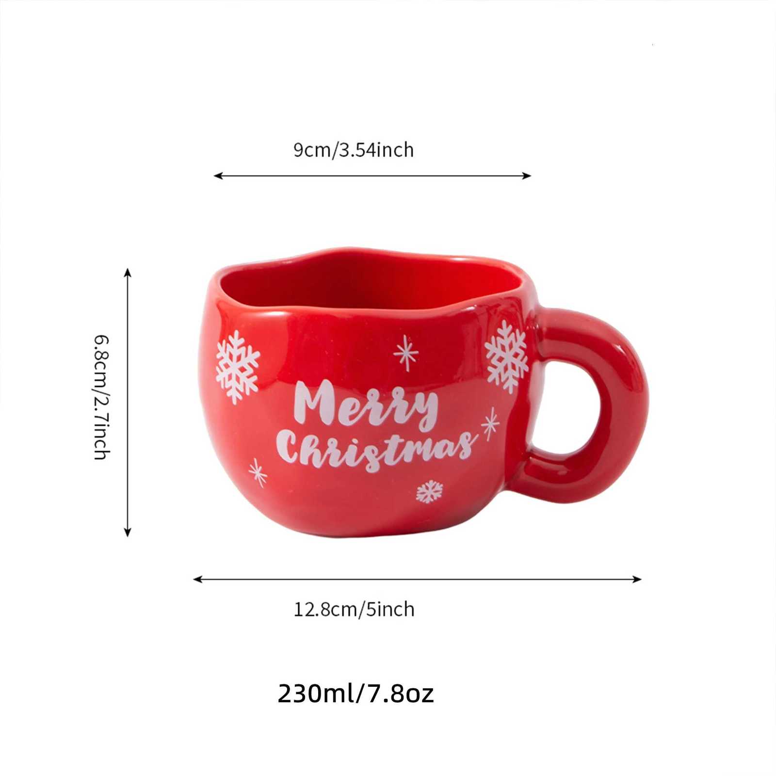 Christmas 1pc 230ml/78oz red Christmas ceramic coffee cup hand held textured ceramic cupcan be used as a Christmas for family friends Y251112
