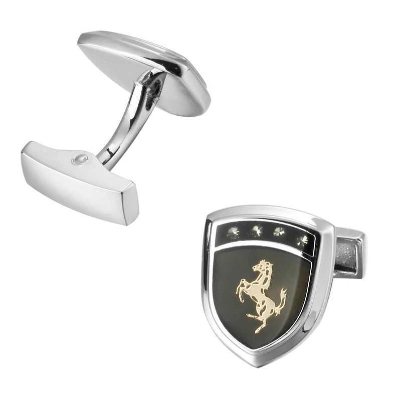 Wholesale of mens French shirt cufflinks copper shield horse cufflinks and fashion brand clothing accessoriesT250412