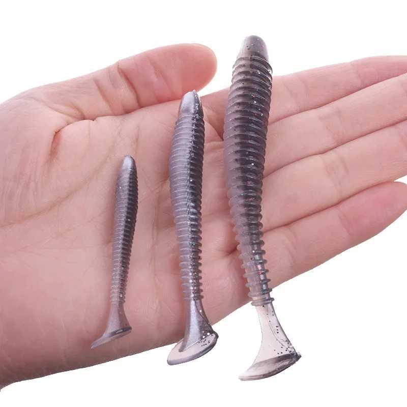 Proleurre Fishing Worm Soft Lures Jig Wobblers 5cm 7cm 9cm Easy Shiner for Carp Bass Artificial Double Colors Silicone Swimbait Z250411