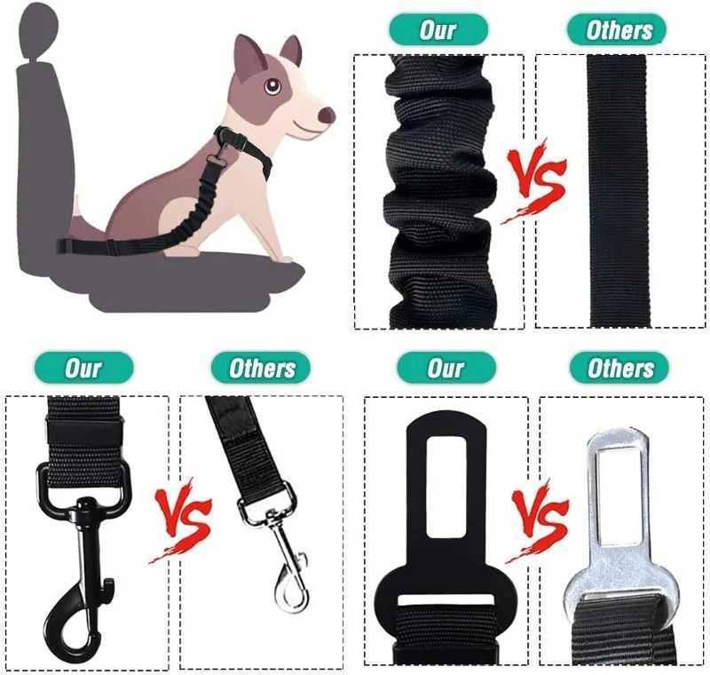 Car dog safety buckle pet thick nylon traction elastic rope retractable car seat belt manufacturer Y250412