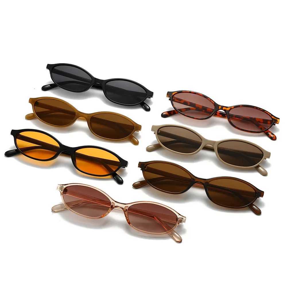 Trendy Small Frame Sunglasses Retro Oval Frame Sunglasses Fashion Personalized Punk Cat Eyes Sunshade Sun Protection Glasses Z250411