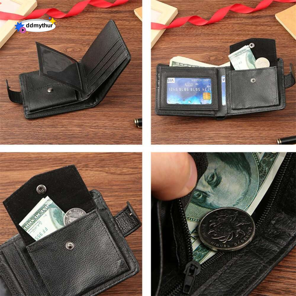 Men Wallets Leather Zipper Man Slim Card Horders Quality Male Short Multi-card Wallet Coin Pocket Purse ddmythur