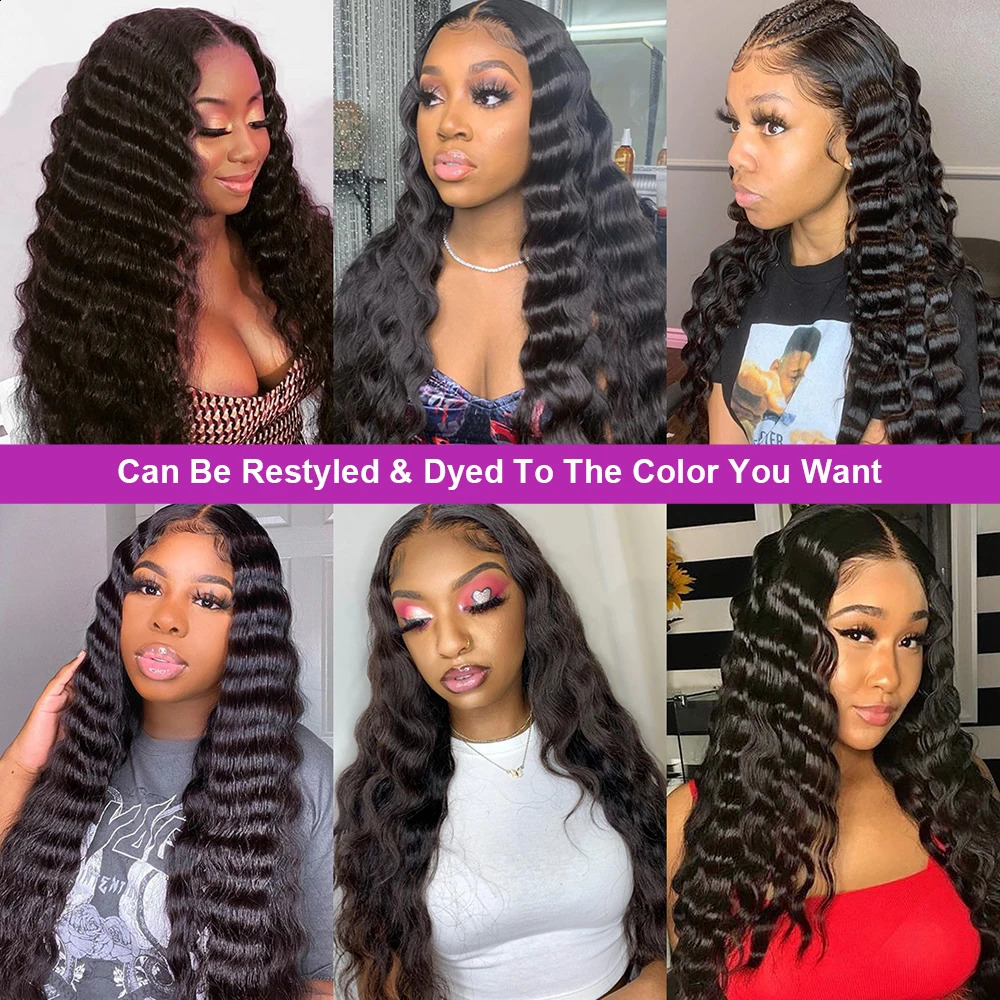 40 Inch Loose Deep Wave 13x4 13x6 HD Transparent Human Hair Wig 250 Density Brazilian Water Curly Nature Wave Lace Frontal Wigs 250409