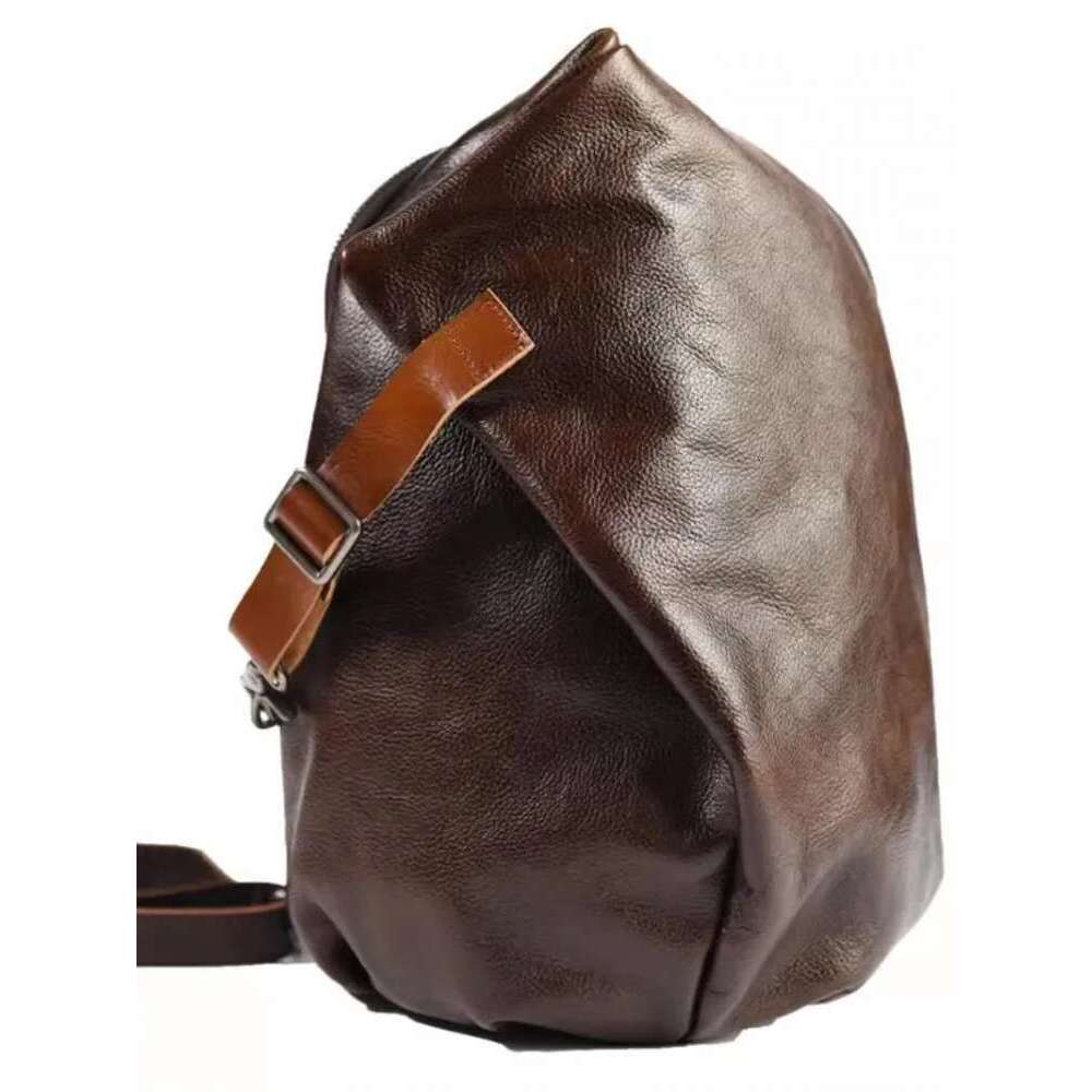 New Designer Mens Large Capacity Chest Wide Strap Cowhide Genuine Leather Shoulder Bag Male Casual Travel Crossbody Bags