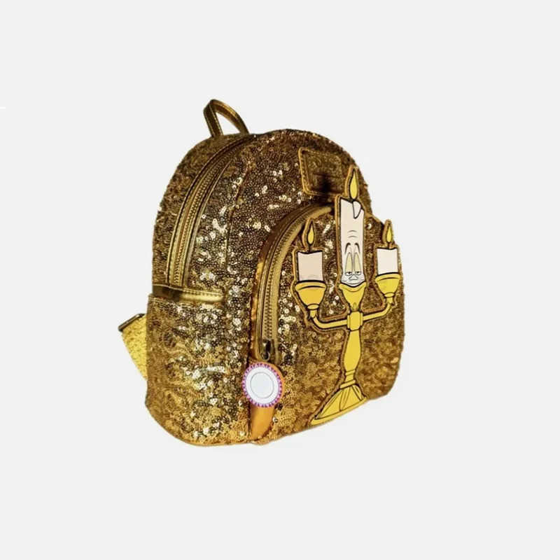 Disney New Loungefly Disney Beauty And The Beast Lumiere Sequin Mini Backpack Girl Gift X250412
