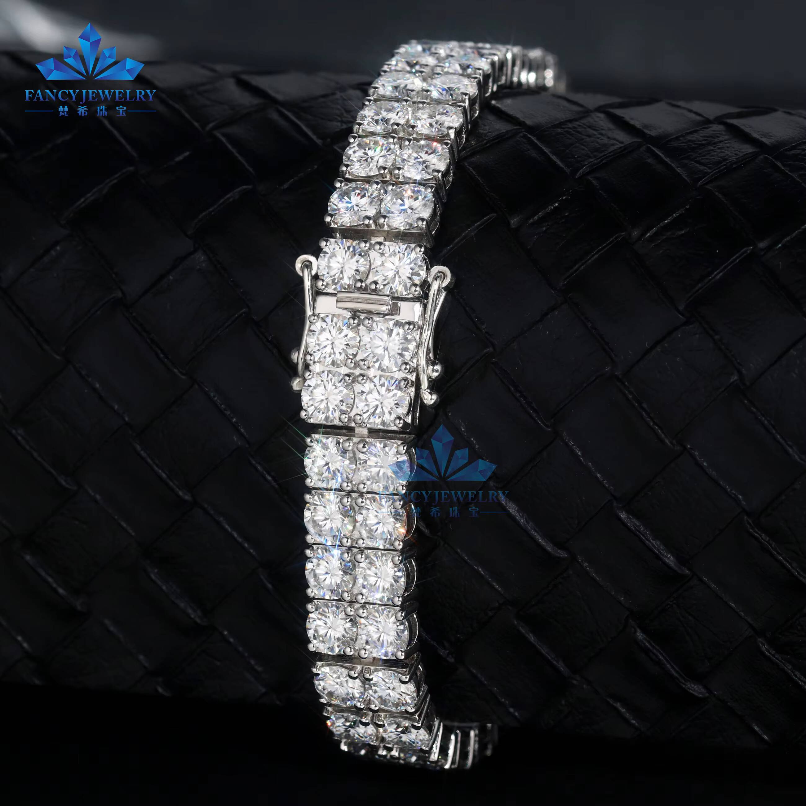Cheapest Price 2 Rows 5mm Iced Out Tennis Bracelet 925 Sterling Silver Diamond D VVS GRA 85 Inch Moissanite Tennis Bracelet