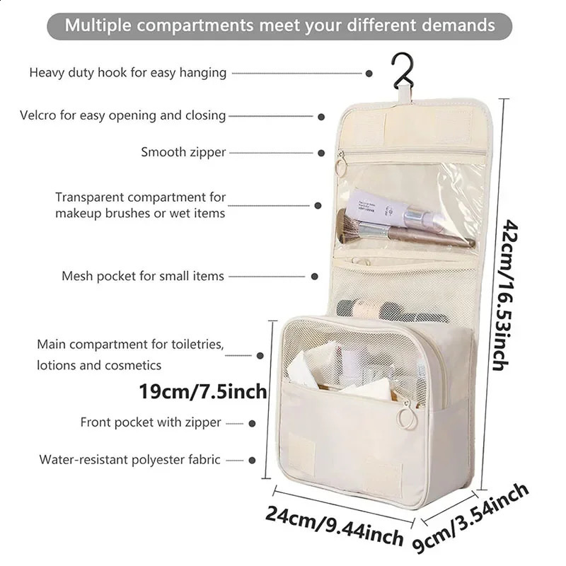 Travel Makeup Bag Waterproof Toilet Organizer High Quality Women Necester Bathroom Hook Washing Bag Hook Makeup Storage Bag 250410