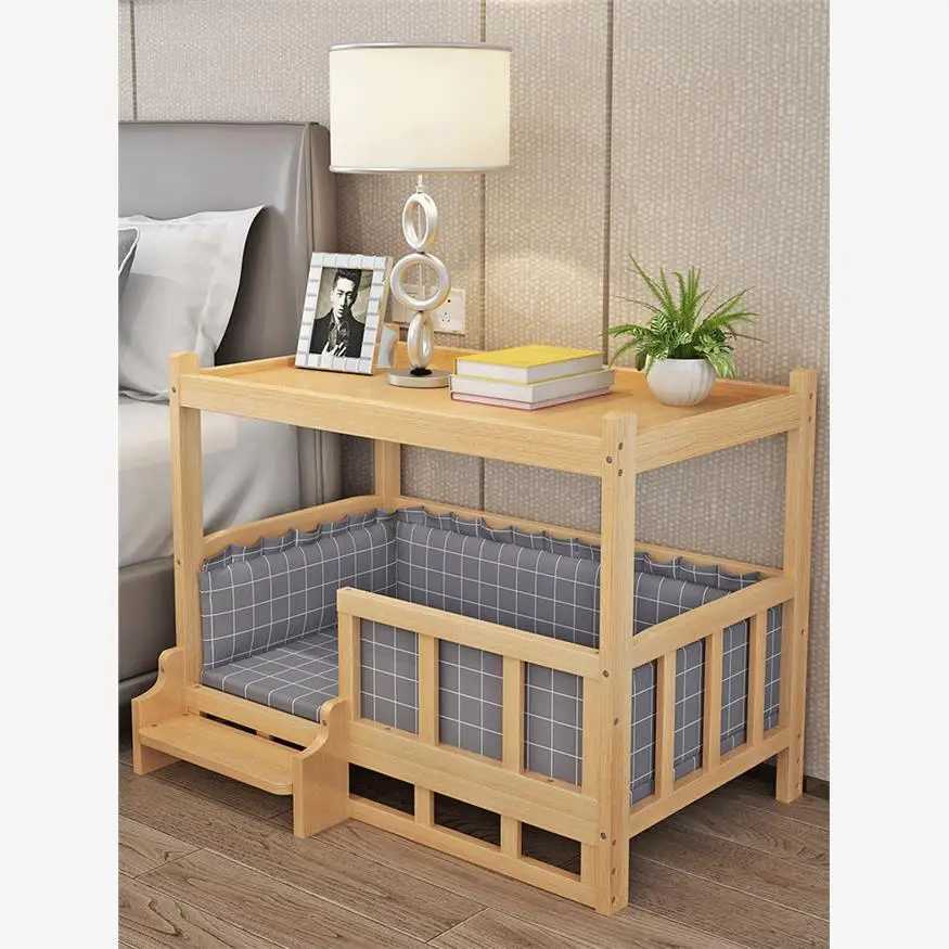 Dog bed Kennel Solid wood teddy Golden Retrievable wooden pet bed Cat bed All seasons Cat nest Bedside table X250412
