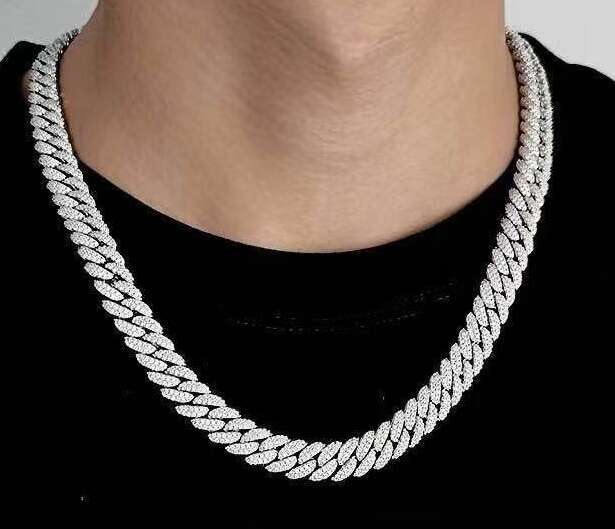 moissanite necklace Hip Hop pendant jewelry Sterling Silver gold Sterling Chain For Men necklace miami cuban link chain chains for necklaces gemstone 