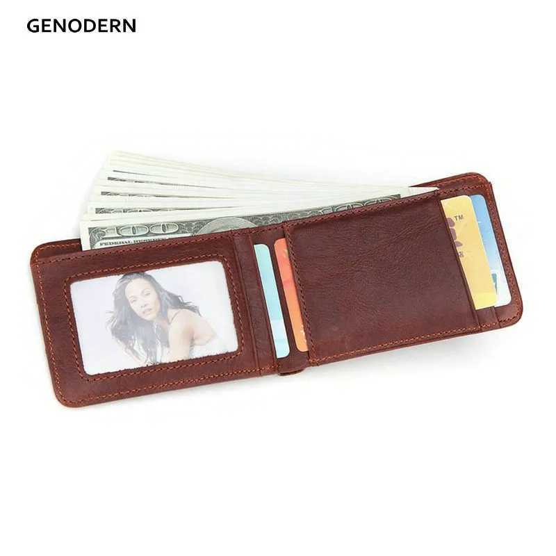 RFID mens casual small wallet mens cowhide leather mens ultra-thin wallet mini wallet with card slot pocket wallet Z250411