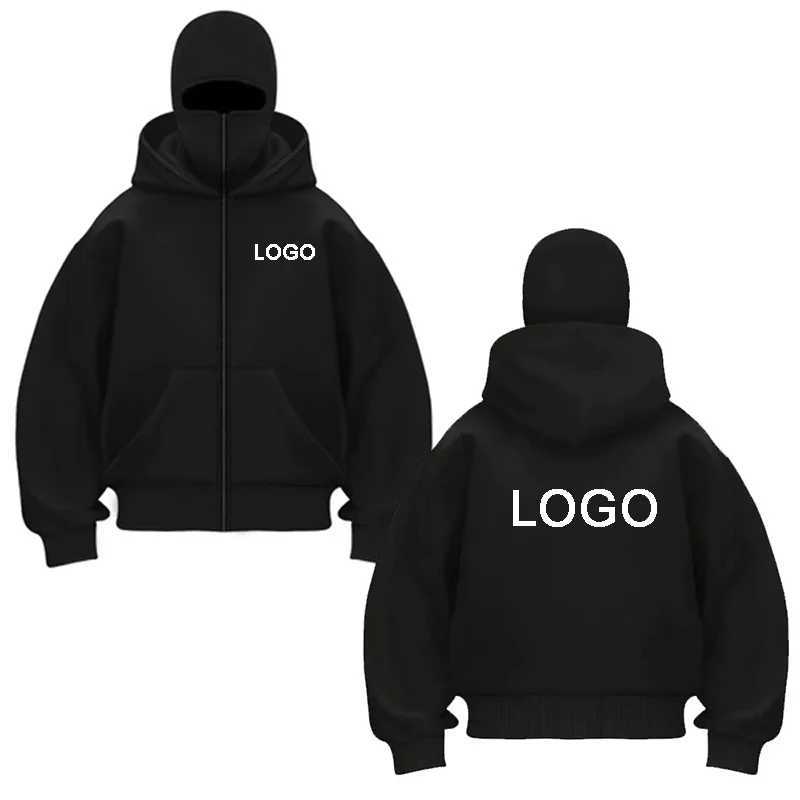 POD customization Customized Ninja Mask Zipper Hoodies Men Personality Printed Long Sleeve Zip Up Sweatshirts Women Double-hooded Pullovers JacketT251