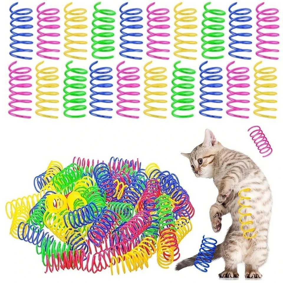 20 cat toy spring toys interactive indoor colored plastic spring coils used for cat hunting Y250412