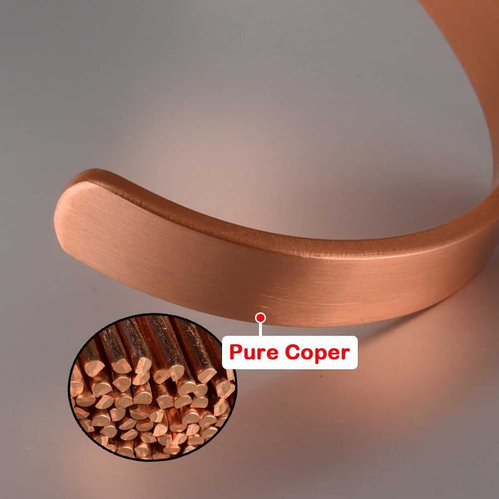 Vinterly Pure Copper Bracelets for Women Men Unisex 8mm Wide Adjustable Cuff Bangles Female Resizable Jewelry Soft Solid CopperC250411