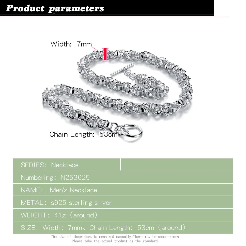 Real 925 sterling silver box chain necklace fashionable mens necklace retro atmosphere modern appearance punk skeleton chain jewelry 250409