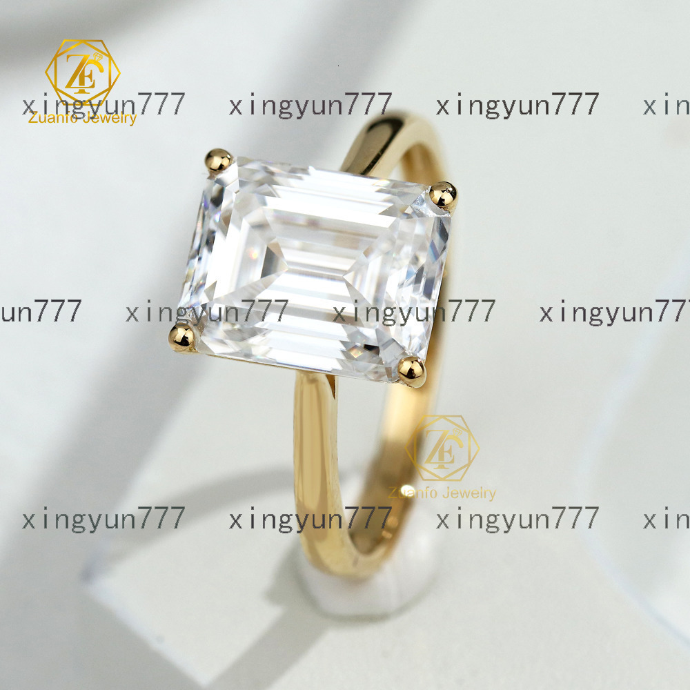 Customized 18K Solid Gold Womens Wedding Engagement Ring 4CT Emerald Cut Moissanite Lab Diamond High Quality Classical
