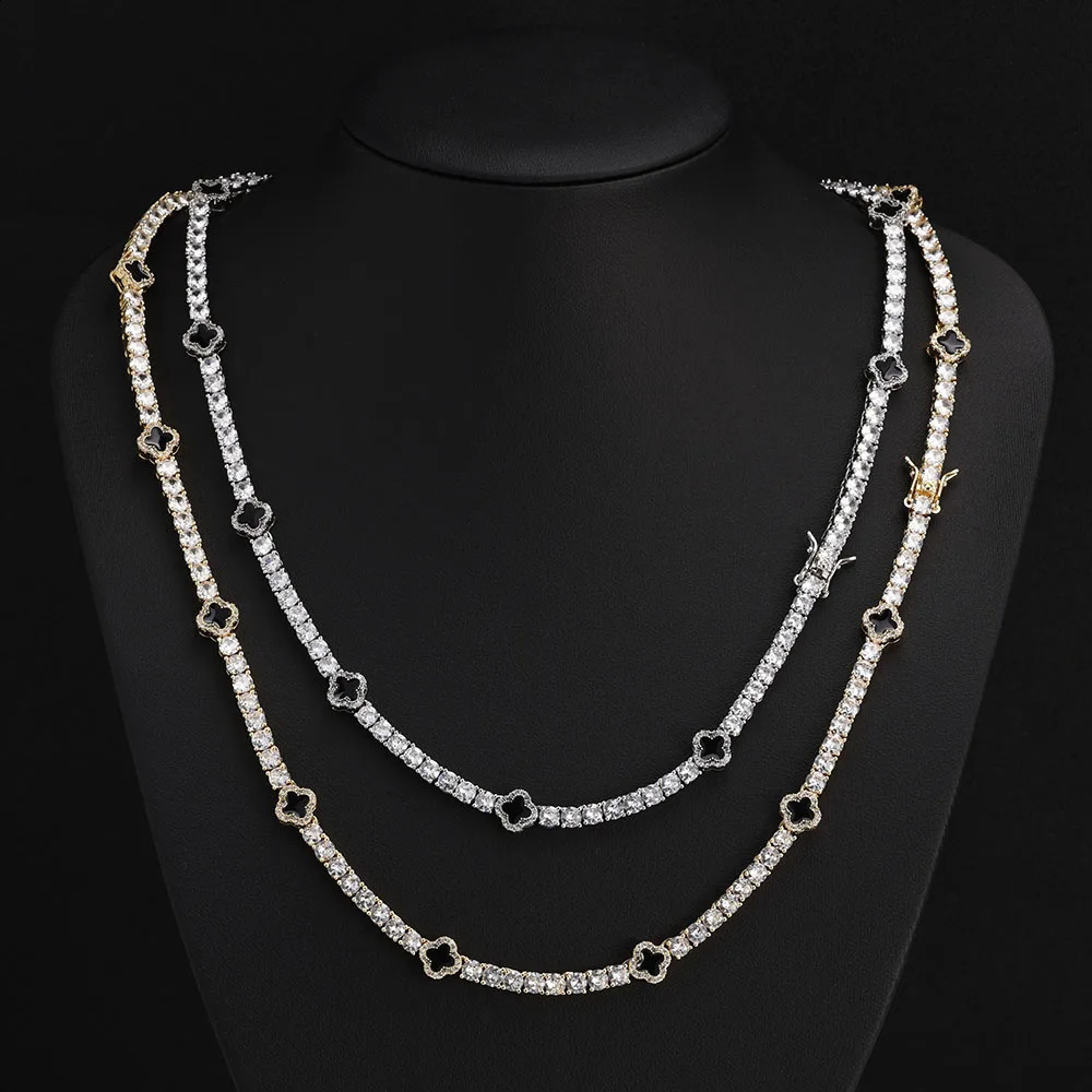 NY Fashion Dainty Tennis Chain Gold/Silver Galvanized Zircon Necklace Hip Hop Jewelry Mens Party Gift 250409