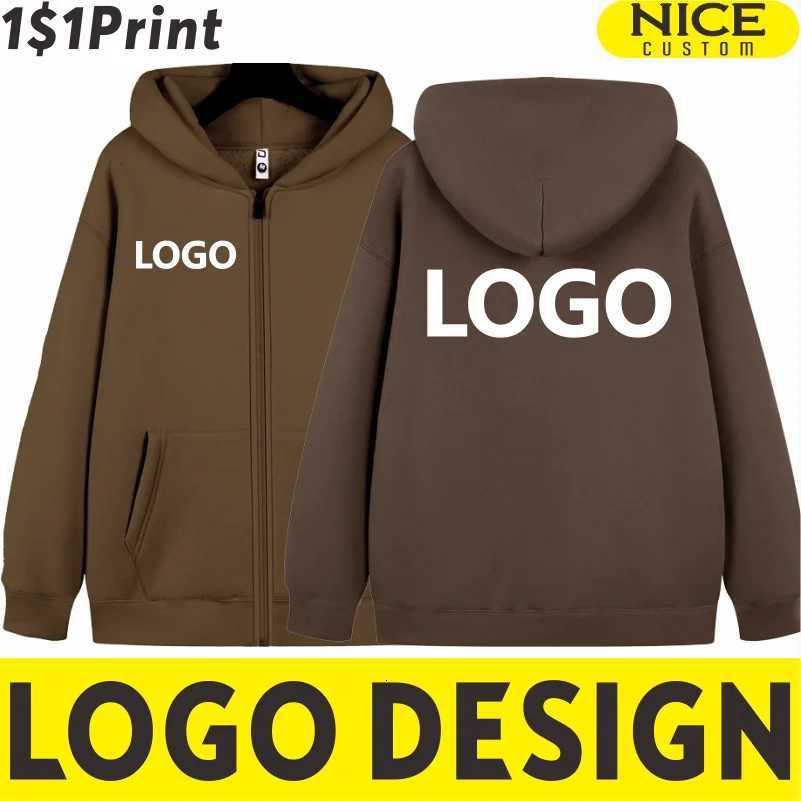 POD customization Winter Cashmere Warm Zipper Hoodie Custom Casual Thick Jacket Embroidery Personalized Design Trendy Sweatshirt PrintingT251112