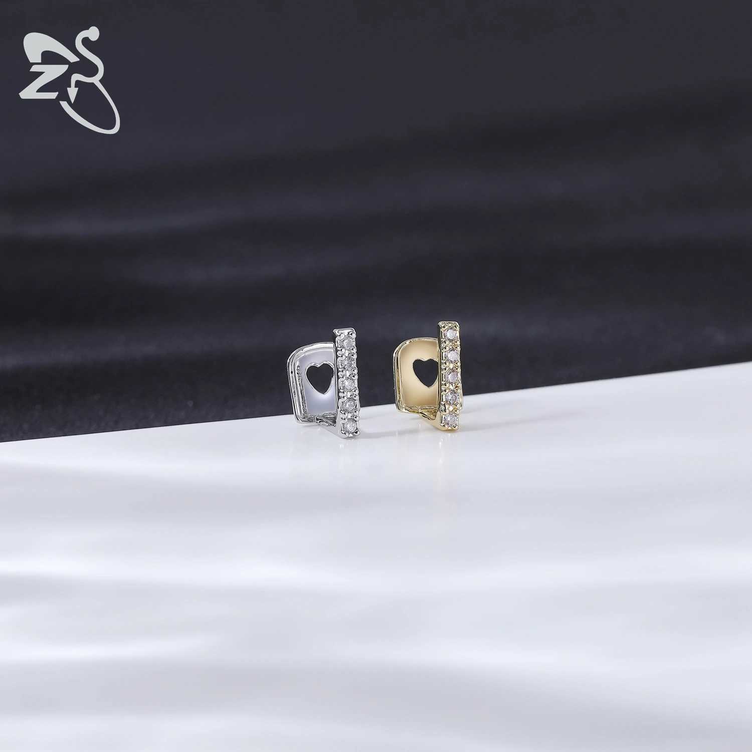 ZS 1 PC/1 set hip-hop silver gold-plated Grillz teeth gloss CZ crystal cross gap Grillz rose star shaped upper and lower tooth caps W250412