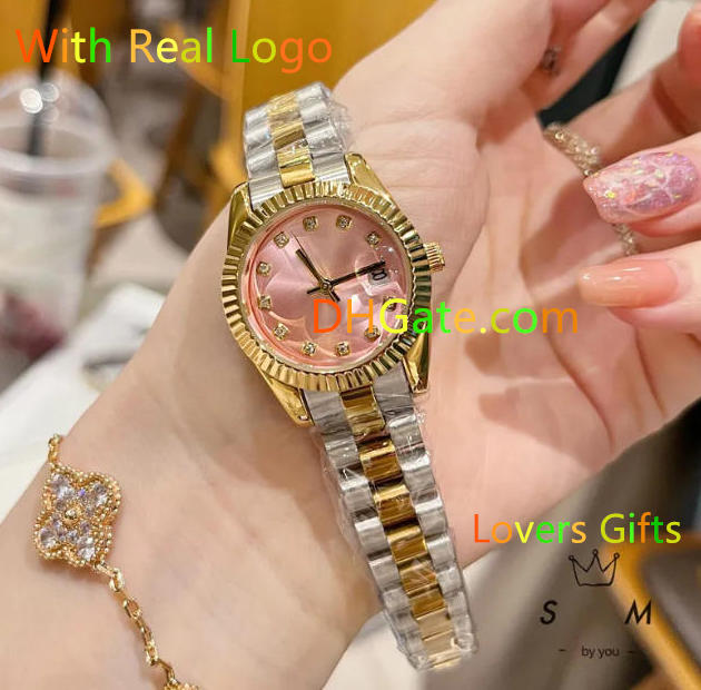 luxury womens watch 26mm diamond designer auto date movement lady watches high quality Stainless Steel band wristwatches for women Christmas Birthday Gift
