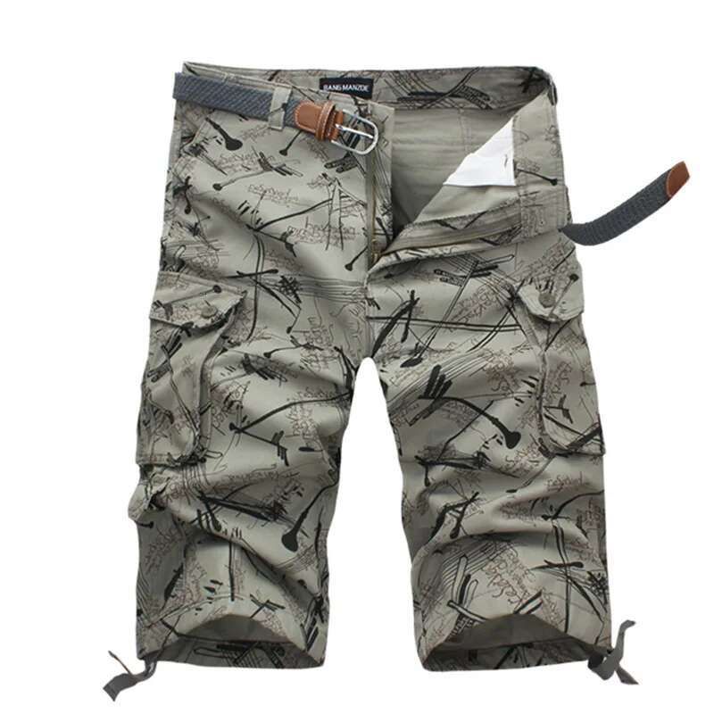 Summner Cotton Cargo Men Camouflage Camo Hot Breeches Baggy Multi-Pocket Casual Loose Army Military Work Shorts Size 44