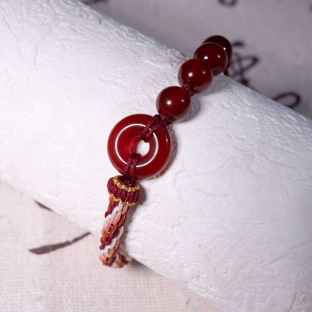 Dunhuang Red Agate Bracelet - Hand Woven Stone String from Dunhuang Jade Research Institute & Cultural Creative