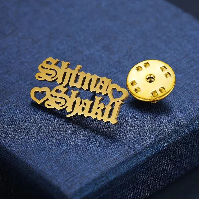 YHUISO Personalized Customization Name Stainless Steel Collar Pin Womens Gift Diy Badge Multi Jacket Brooch Cufflinks 250407