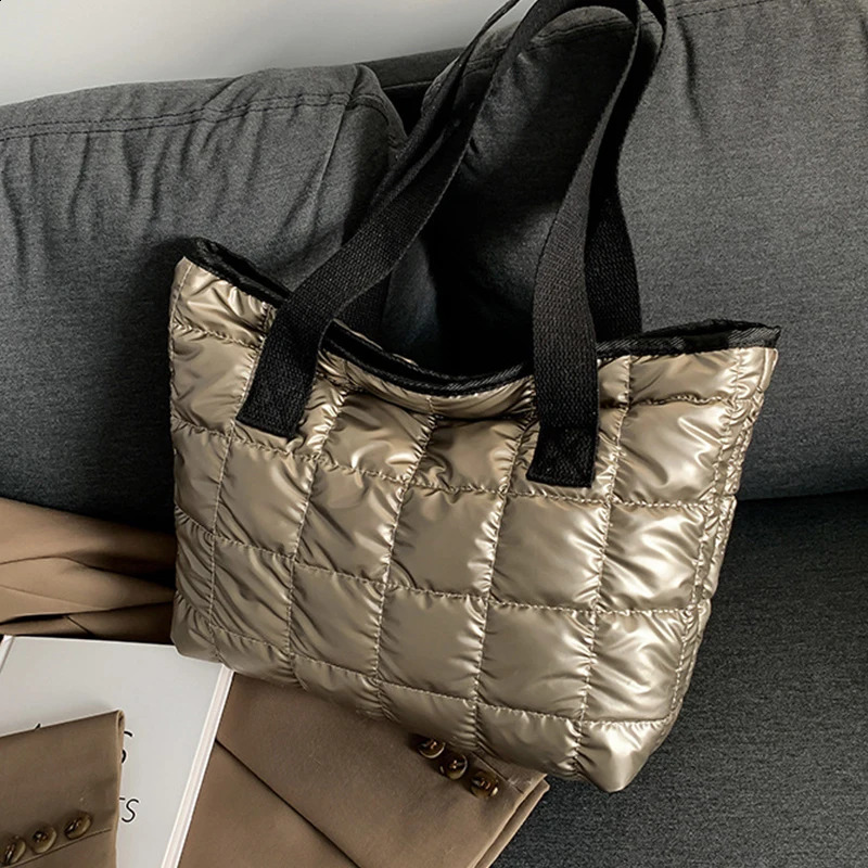 Fashion bedding shoulder bag cotton pad large capacity handbag solid color shopping womens 250401