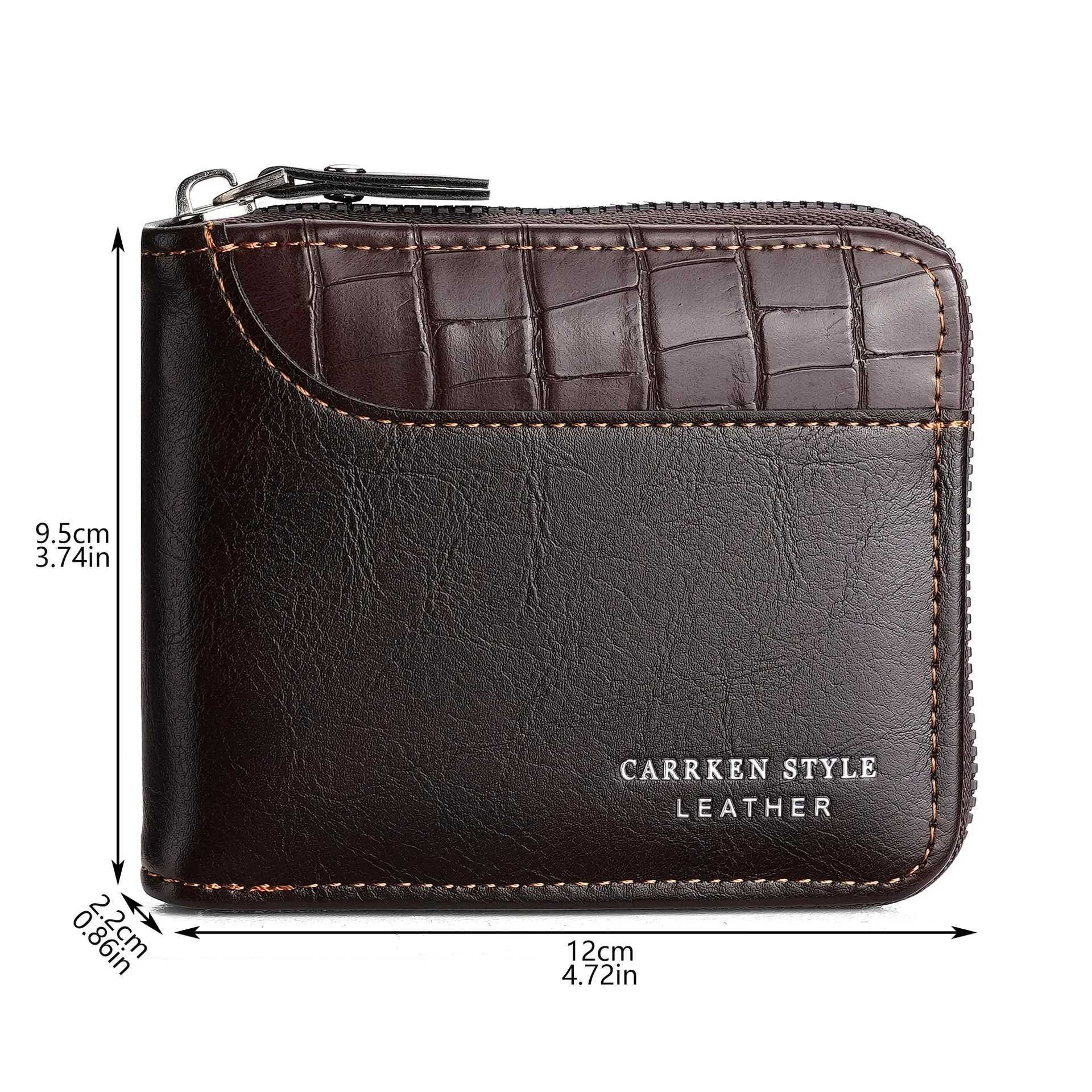 Leather mens wallet mens wallet mens zipper card holder with coin pocket Rfid wallet mens money bag gift Z250411