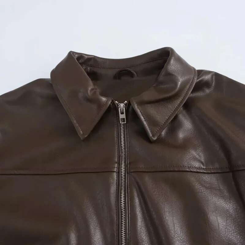 Designer Clothes TRAF Women's Cropped Faux Leather Women Autumn Long Sleeve Black Bomber Jackets Fashion Demi-Season Jacket