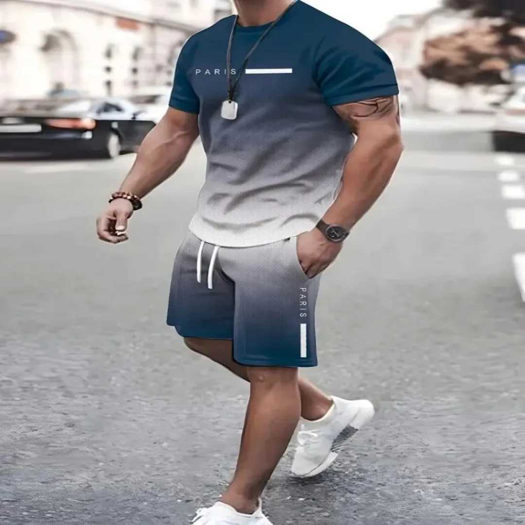 2025 Summer Simple Letter Printing Mens Crewneck Short sleeved Top and Shorts Harajuku Street Fashion Mens Casual ClothingXJ250412