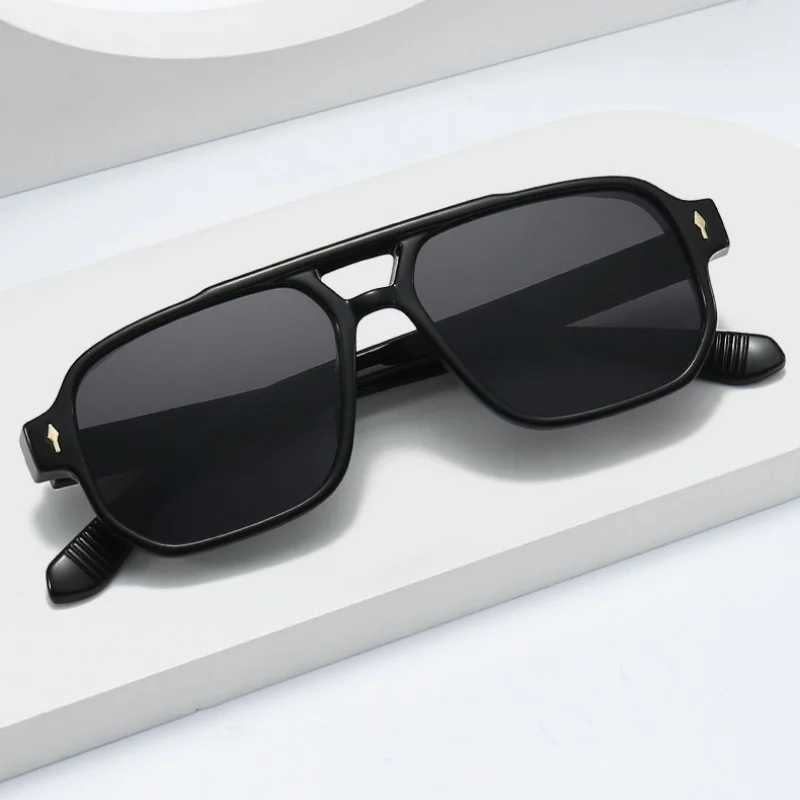 New Retro Double Bridge Square Sunglasses For Women Men Fashion Luxury Design Sun Glasses Trending Shades UV400 EyeglasseC250411