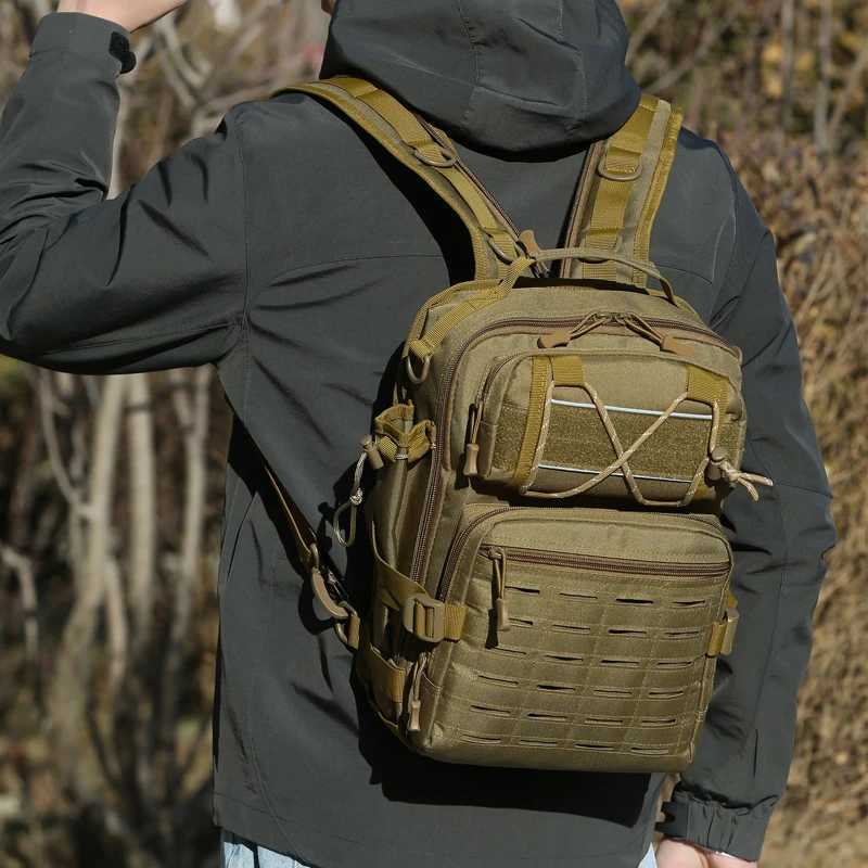 Fishing Tactical Backpack with Rod Holders Chest Bag Fish Box Accessories Large Capacity Outdoor Hiking Climbing Sports Bag Z250411
