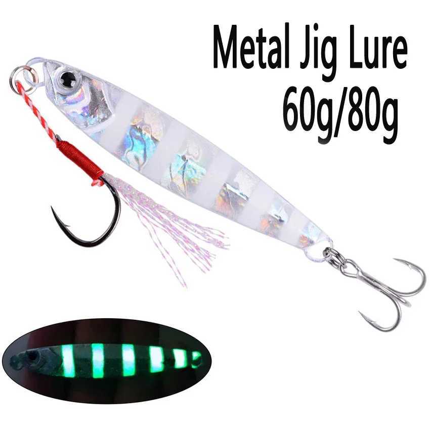 Ocean Boat Beach Seawater Fishing Drag Metal Jigging Lures 60g 80g Artificial Bait for Spanish Mackerel Bass Casting Spoons Jigs Z250411
