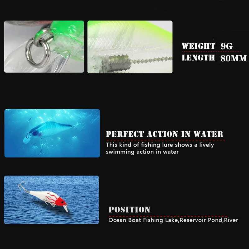 1 Pc Minnow Fishing Lure 8cm 9g Crankbaits Wobblers Perch 3D Eyes Artificial Hard Bait Pike Carp Bass Floating Swimbait Pesca Z250411