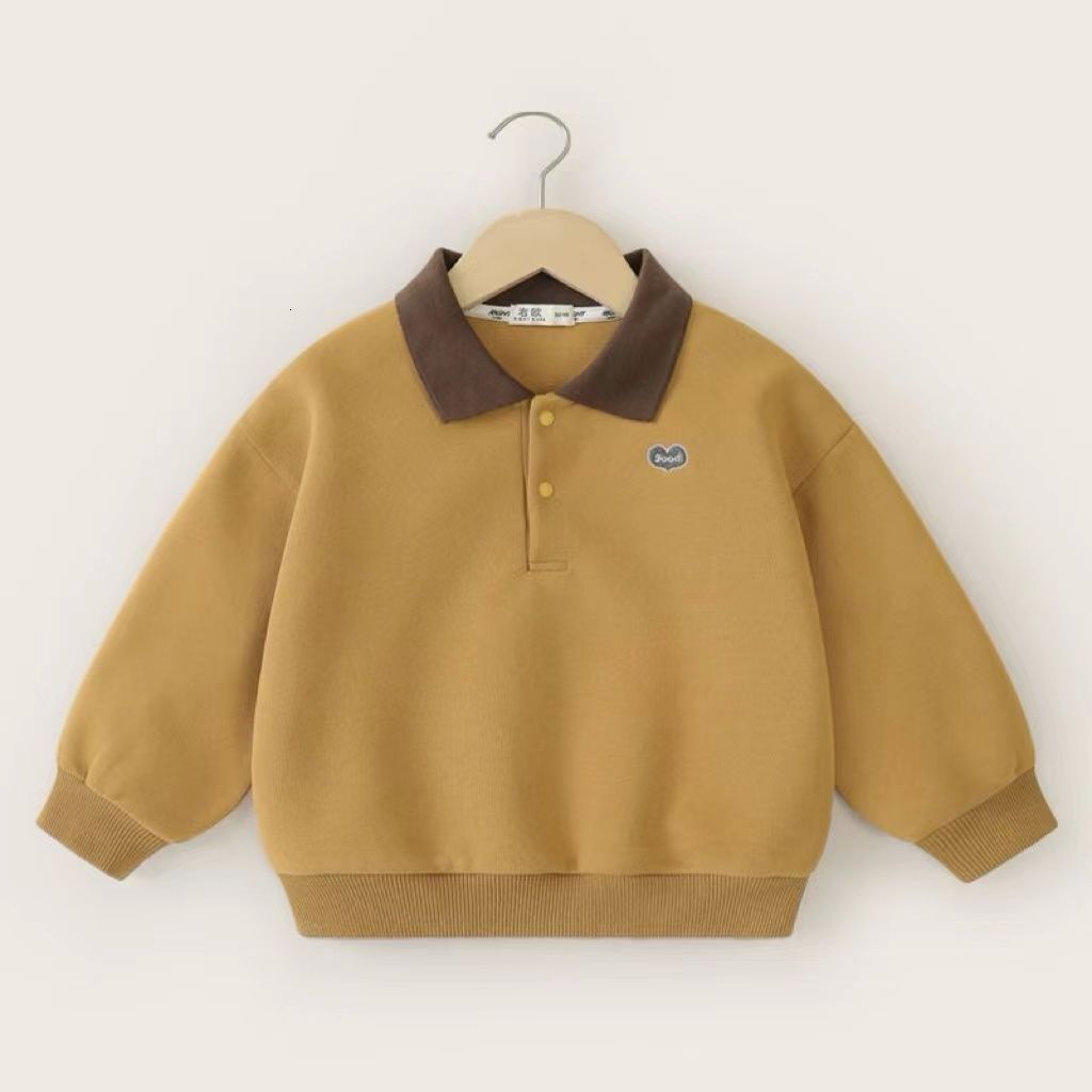 Ddmyshoesvip Boys POLO Collar Hoodie Spring And Autumn New Clothing Children S Baby Tops Girls Long Sleeved Base Shirts