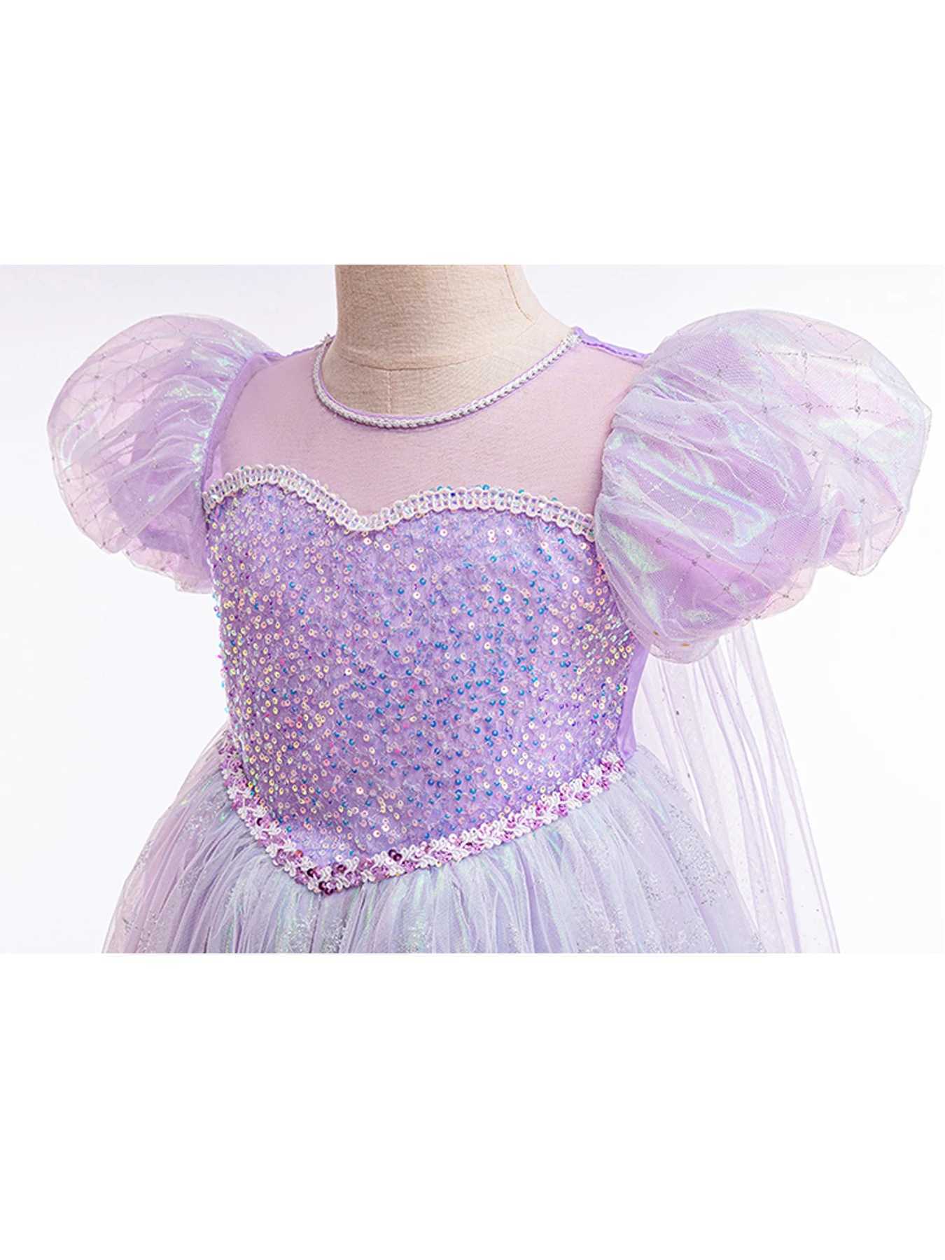 Disney Elegant girl with violet sparkling tulip princess dress puffs for sleep round neck zipper closure perfect for parties festivalsXJ250411