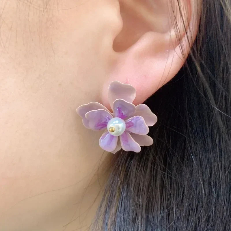 Flower Earrings Purple Simple Dragonfly Earrings Sweet Female Earrings Party Birthday Girl Birthday Gift 250409