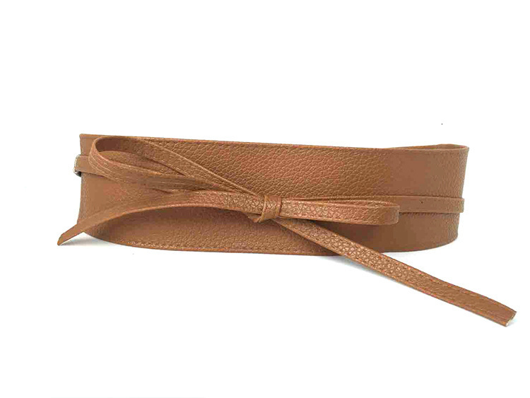 New PU imitation leather for women, versatile wide waist seal, bow tie strap, clothing accessories belt
