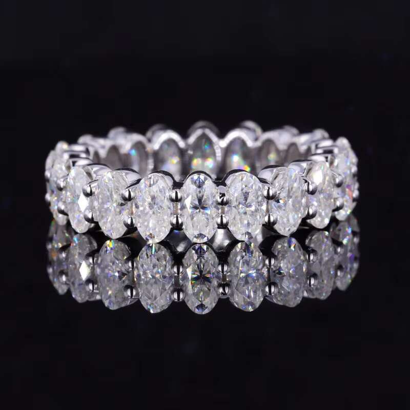 Starsgem High Quality Custom Jewelry 14 Karat Gold 3x5mm Oval Cut Moissanite Full Eternity Band Ring