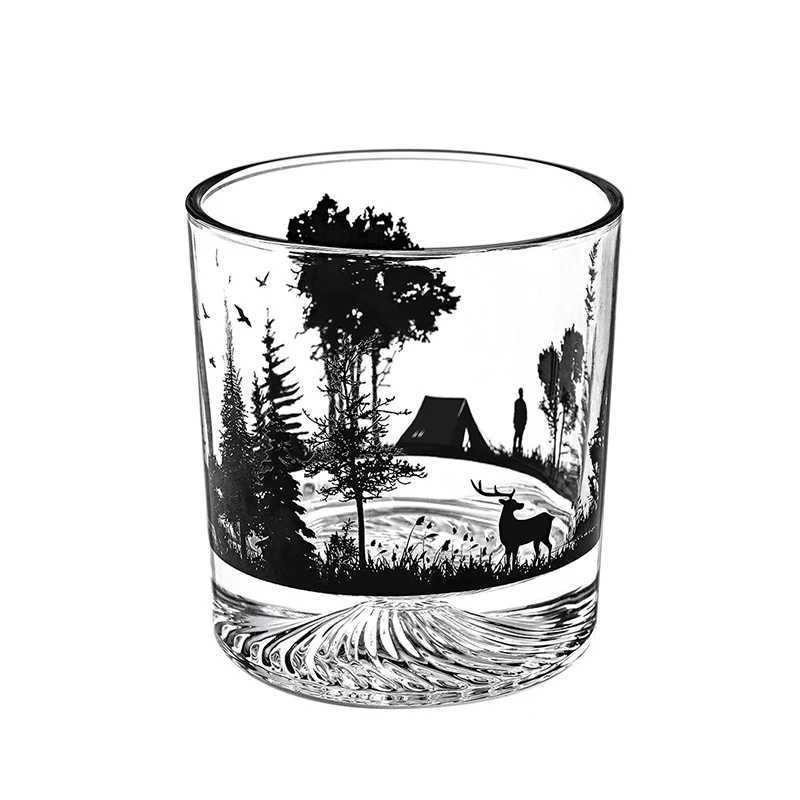 Christmas 300ml Creative Silhouette Wine Glass Cup Iceberg Cup Snow Mountain Cup Thick Bottom Rock Cup Christmas Whiskey Cup Wedding Gifts Y251112