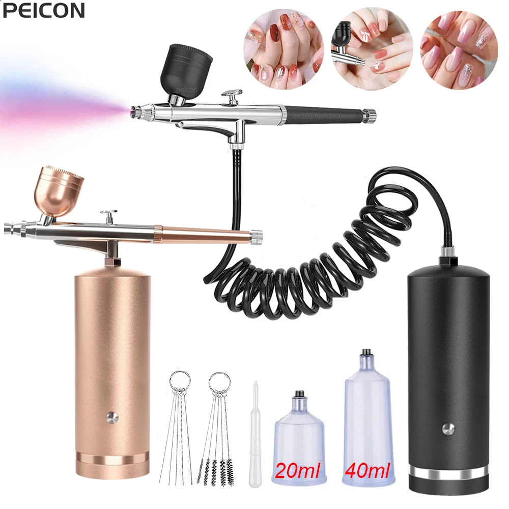 Airbrush Nail with Compressor Portable Airbrush Nails with Compressor Air Brush for Nails Art Painting Cake Crafts Nails Spray 250409