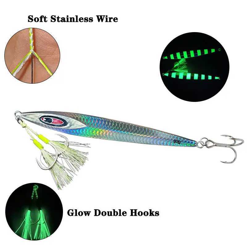 AS Fast JIg Lure Fishing Glow Jig Speed Falling Angler 60g90g120g Boat Sea Fishing Metal Hard Vertical Bait Sinking Pesca Bait Z250411