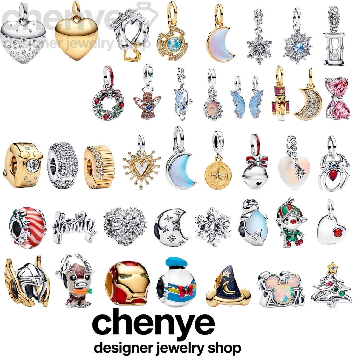 charms bracelet charm: Christmas charm for Bracelet Gold Moon Silver Love Charm gifts for family girl