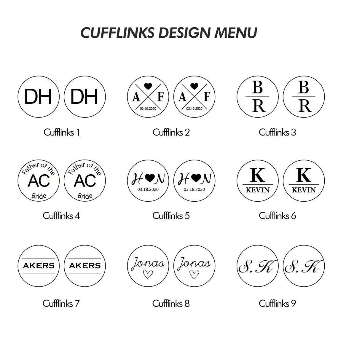 Men Dad Husband Groom Customized Round Carving Cufflink Set Wedding Anniversary GiftT250412