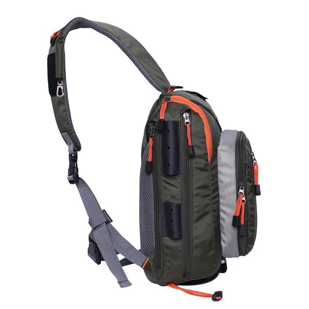 Fly Fishing Sling Pack Fishing Crossbody Sling Tackle Storage Bag Fishing Gear Shoulder Backpack Z250411