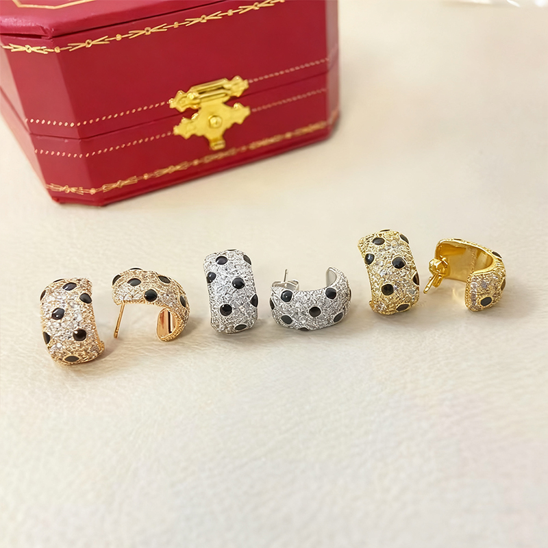 Luxury Crystal Leopard Pattern Women's Earrings Brand Love Earrings High Quality Stainless Steel Jewelry Designer Gifts