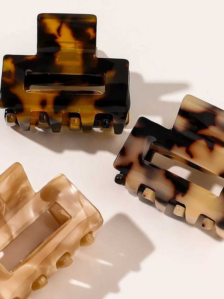 Hair Claw Clip 3 Pack Tortoise Bucket Rectangular Clip 1.34 inch Fashion Mini Womens Hair Clip Y2504012
