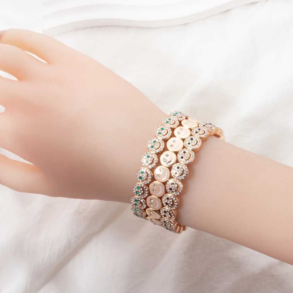 Choice Gold Color Happy Bangle For Women Inlaid Diamond Elastic Bracelets Dice Hand AccessoryC250411